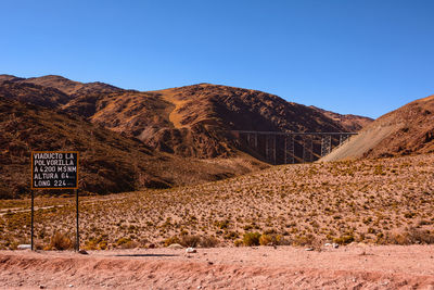 Scenic view of desert against clear sky