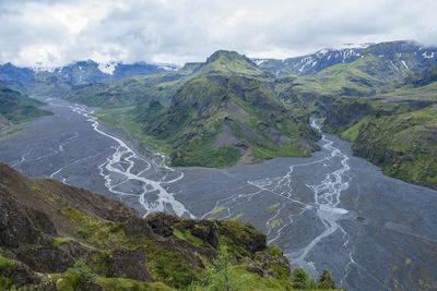 Scenic view of mountains against sky