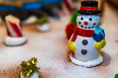 Close-up of dices on table