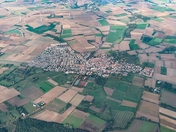 High angle view of buildings in city