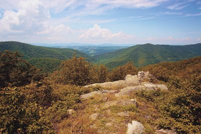 Scenic view of landscape against cloudy sky