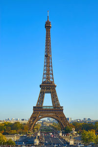Low angle view of monument against blue sky
