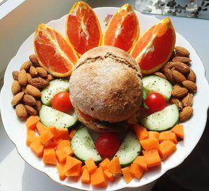 Close-up of served food in plate