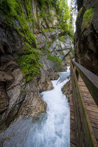 Stream flowing through rocks in forest