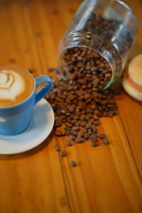 Close-up of coffee cup on table