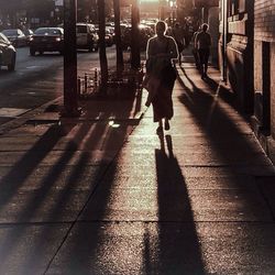 People walking on city street