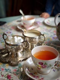 Close-up of tea served on table