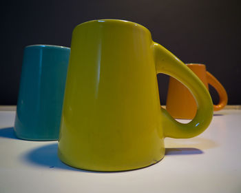 Close-up of coffee cup on table