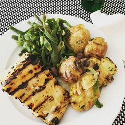 High angle view of meal served in plate