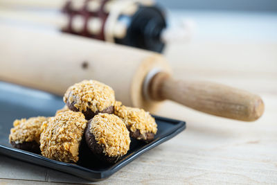 Close-up of food on table