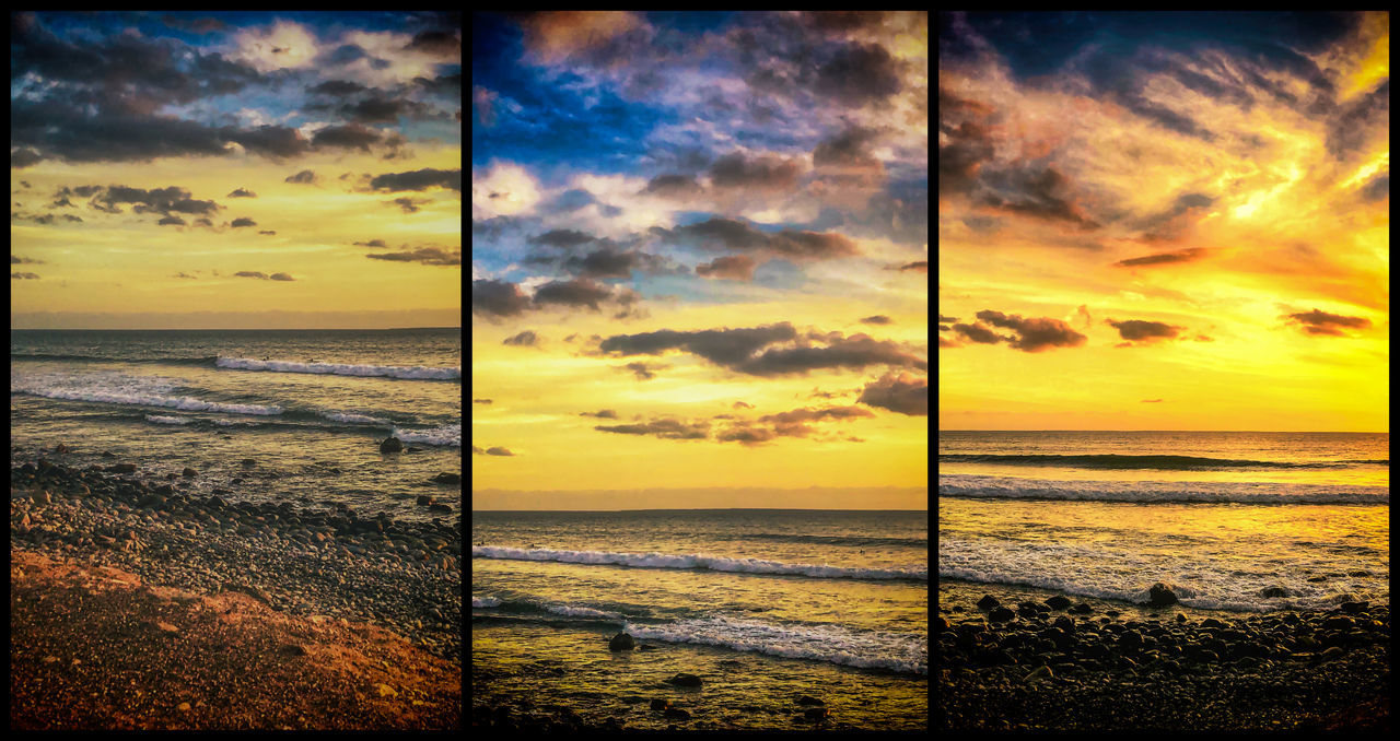 DIGITAL COMPOSITE IMAGE OF SEA AGAINST SUNSET SKY