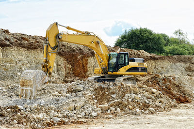 Earth mover at limestone quarry