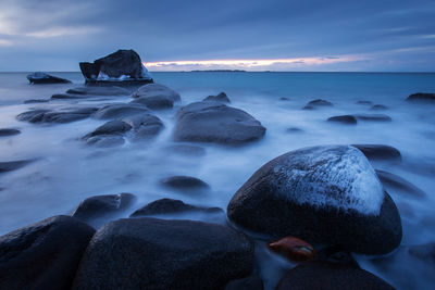 Scenic view of sea against sky during sunset