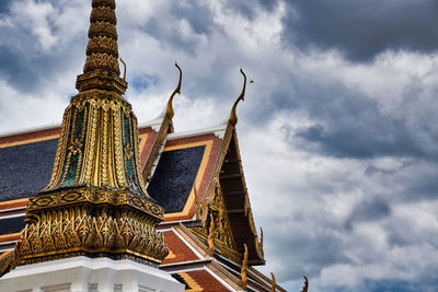 Low angle view of temple against building