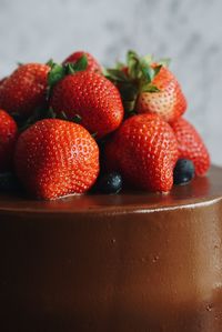 Close-up of strawberries on table