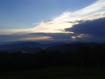 Scenic view of silhouette landscape against sky during sunset