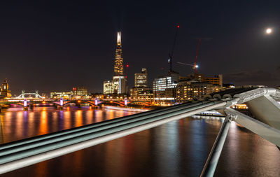 Illuminated buildings in city at night