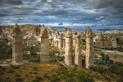 Famous rock formations in love valley. goreme, turkey.
