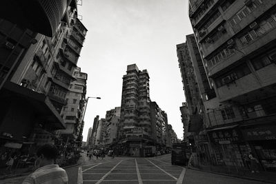 Low angle view of buildings against clear sky