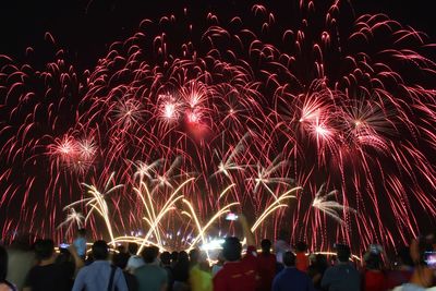 Firework display at night