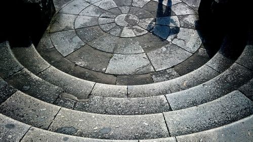 High angle view of steps