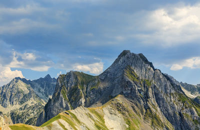 Panoramic view of mountain range against sky