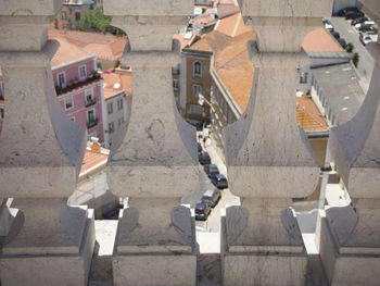 High angle view of cobblestone street