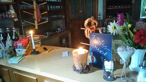 Illuminated flower on table