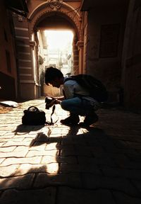 Teenage boy in corridor