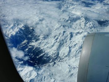 Scenic view of snow covered mountains