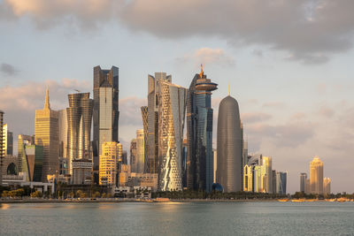 The skyline of doha city center, qatar, middle east.