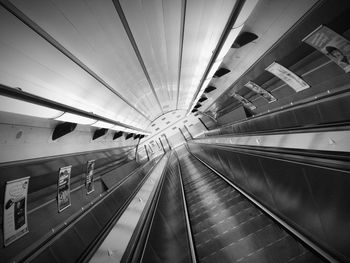 Low angle view of escalator in subway station