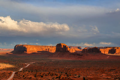 Rock formations on landscape against sky