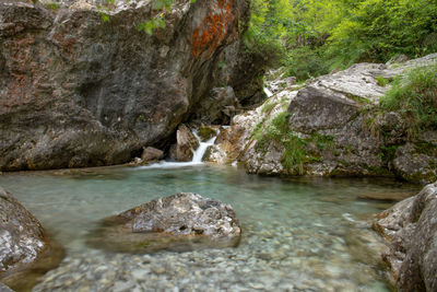 River flowing through rocks in forest