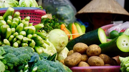 Close-up of vegetables for sale in market