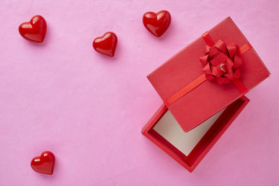 High angle view of heart shape on table