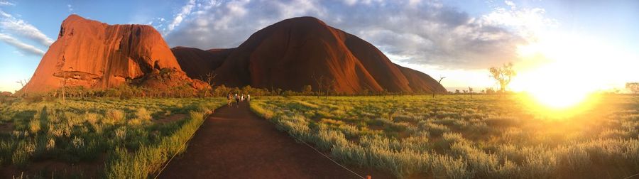 Panoramic view of landscape against sky during sunset