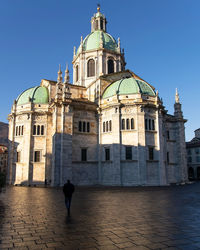 Low angle view of building against blue sky