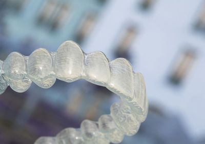 Close-up of dental aligners