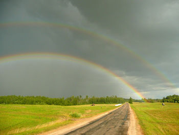 Rainbow over field