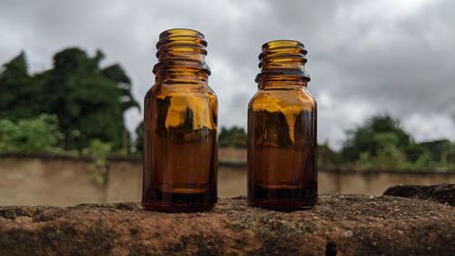 Close-up of bottles