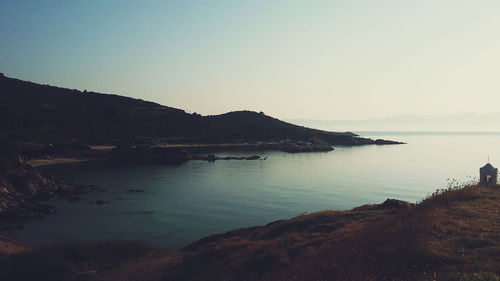 Scenic view of sea against clear sky