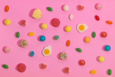 Full frame shot of pink multi colored candies