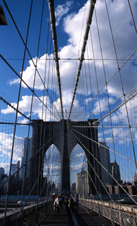 Low angle view of suspension bridge