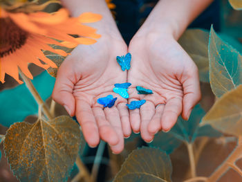 Close-up of hand holding hands