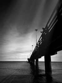 Bridge over sea at sunset