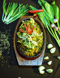 High angle view of food on table