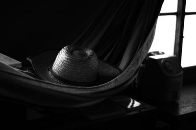 Close-up of hat in hammock