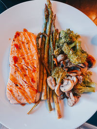 High angle view of food on table