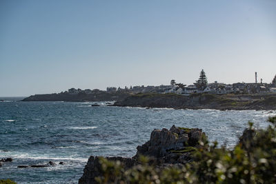 Scenic view of sea against clear sky